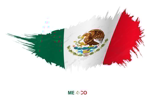 Flag of Mexico in grunge style with waving effect. vector