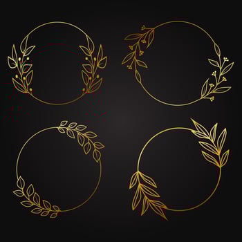 gold floral circle frame. suitable for wedding invitation design vector