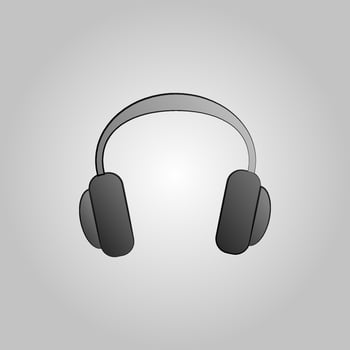 Beautiful musical full-size headphones for listening to music on a white background vector