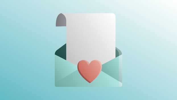 Beautiful festive red with blue love joyful letter with a heart for a greeting card for Valentine's Day, Valentine's Day on a blue background vector