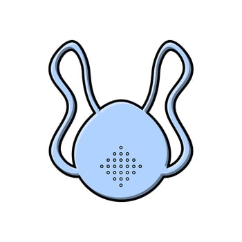 Blue icon of protective gauze paper medical disposable mask of a respirator against the virus dangerous strain covid-19 coronavirus epidemic pandemic disease. Vector illustration