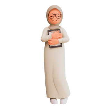 Young muslim woman smiling posing happy 3d cartoon illustration png