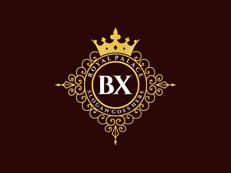 Letter BX Antique royal luxury victorian logo with ornamental frame. vector