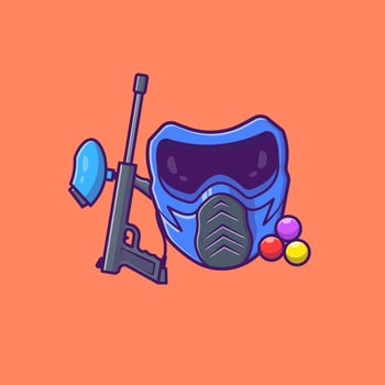 Paintball Cartoon Vector Icon Illustration. Sport Icon Concept Isolated Premium Vector. Flat Cartoon Style