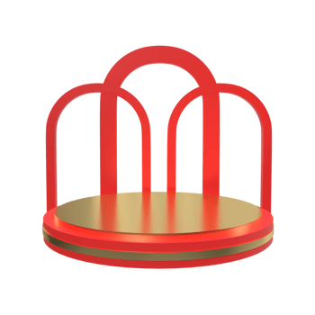 Modern red and gold round podium. 3d render png