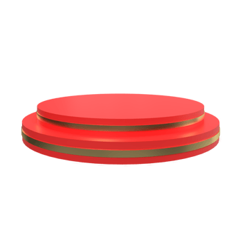 Modern red and gold round podium. 3d render png
