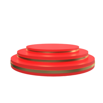 Modern red and gold round podium. 3d render png