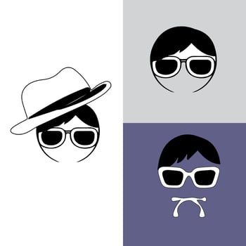 Incognito Icon Man woman face with glasses Black and White Vector Graphic. Spy agent line and glyph icon, security and detective, hacker sign vector graphics, editable stroke linear icon