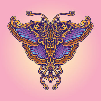 Vintage elegant butterfly ornament illustration vector