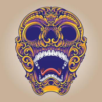 Skull head classic ornament illustration vector