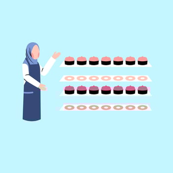 Hijab Woman Selling Dessert vector