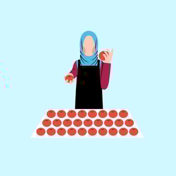 Hijab Woman Selling Fruit vector