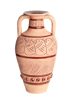 A vintage decorated ceramic jug isolated on a white background png