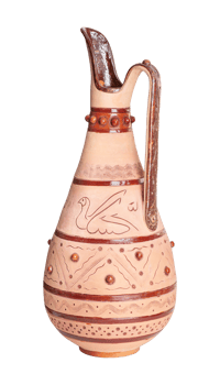 A vintage decorated ceramic jug isolated on a white background png