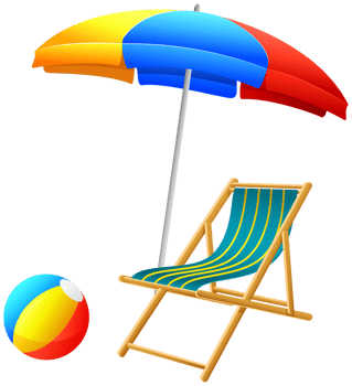 Beach Umbrella with Chair and Ball png