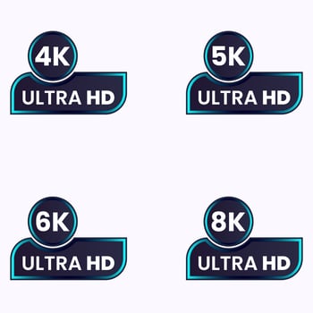 8k 4k 5k ultra hd video resolution icon logo Vector Image set