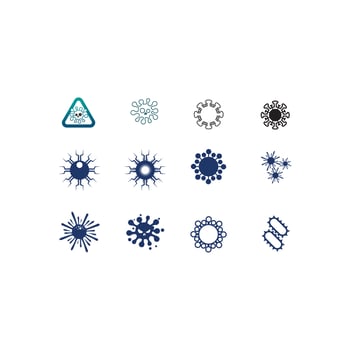 virus,coronavirus, Bacteria, Germs and Microbe isolated on white background. Vector Icon Illustration