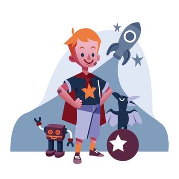 A Boy With His Toys vector