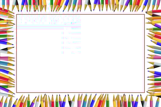 Rectangle space for text surrounded by colored pencils. vector