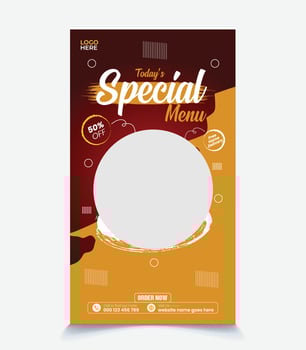 Special Food web cover banner, social media story post template design. vector