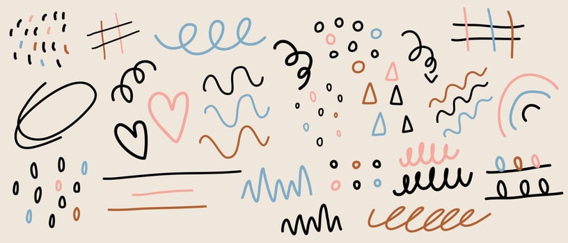 doodle line collection set,doodle element vector