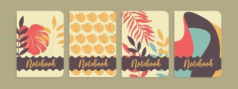 set of botanical concept cover designs. abstract background with hand drawn leaves.For notebooks, planners, brochures, books, catalogs vector