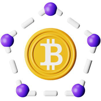Bitcoin blockchain 3d rendering isometric icon. png
