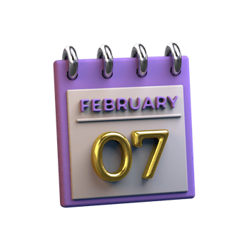 Monthly Calendar 07 February 3D Rendering png
