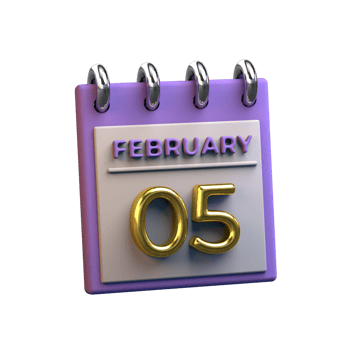 Monthly Calendar 05 February 3D Rendering png