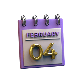 Monthly Calendar 04 February 3D Rendering png