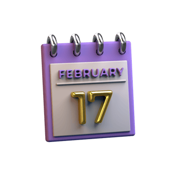 Monthly Calendar 17 February 3D Rendering png