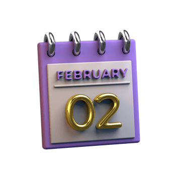 Monthly Calendar 02 February 3D Rendering png