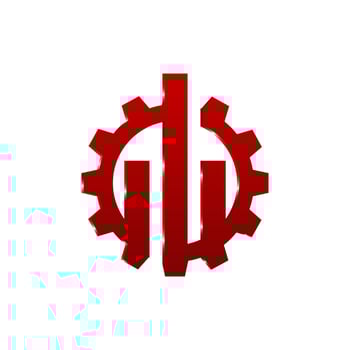 Logo with graph bar inside cog gear vector