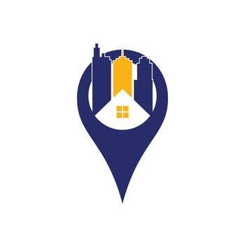 Real estate locator vector logo design. Real estate Pin map symbol vector design. Real estate pinpoint symbol.