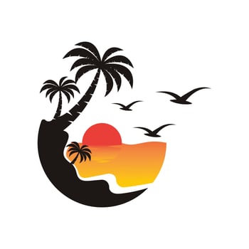 Sunset logo icon design symbol illustration vector