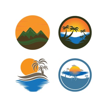 Sunset logo icon design symbol illustration vector