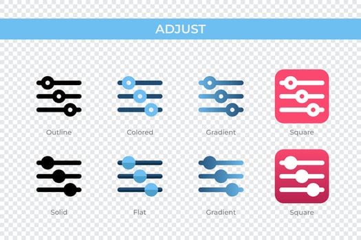 adjust icon in different style. adjust vector icons designed in outline, solid, colored, gradient, and flat style. Symbol, logo illustration. Vector illustration