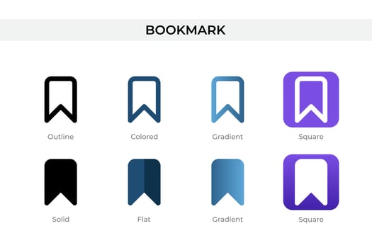 bookmark icon in different style. bookmark vector icons designed in outline, solid, colored, gradient, and flat style. Symbol, logo illustration. Vector illustration