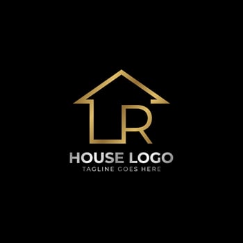 minimalist letter R luxurious house logo vector design for real estate, home rent, property agent