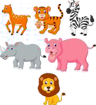 the collection of the wild animals in the different species vector