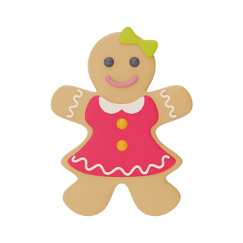 Gingerbread, ornaments for Christmas isolated on white background. Merry Christmas and New Year. 3d rendering. png
