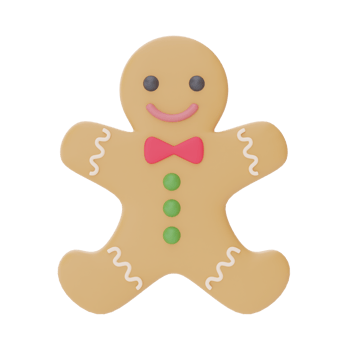 Gingerbread, ornaments for Christmas isolated on white background. Merry Christmas and New Year. 3d rendering. png