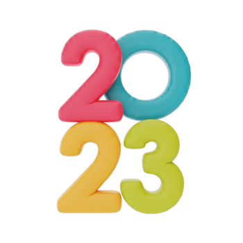 Colorful number 2023 for New Year and Christmas isolated on white background. 3d rendering. png