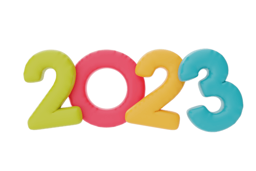 Colorful number 2023 for New Year and Christmas isolated on white background. 3d rendering. png