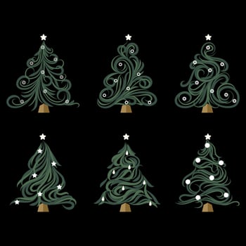 Christmas tree calligraphic vector