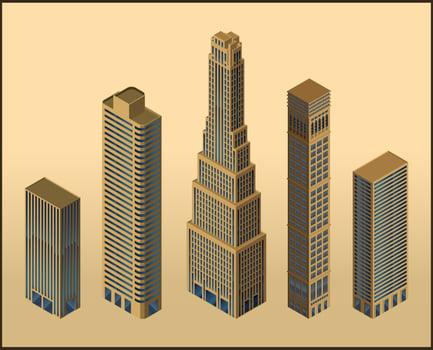 Isometric buildings - vector
