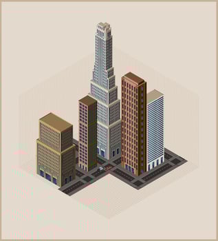 Isometric buildings - vector