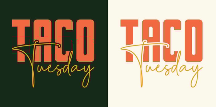 Taco lettering with vector illustration Cinco de mayo funny hand-drawn typography Set of taco lettering with vector illustration cinco de mayo funny hand drawn typography