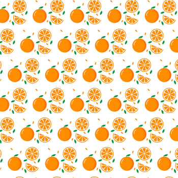 Orange citrus seamless pattern. Bright colorful tropical citrus fruit pattern. Vector pattern.