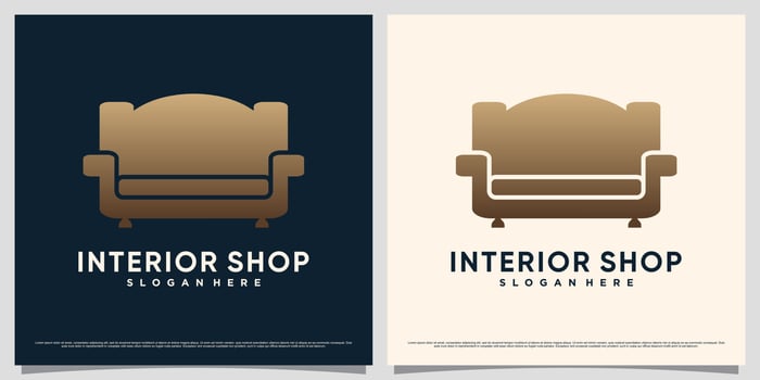 Furniture interior logo design inspiration with chair or sofa icon and modern concept vector